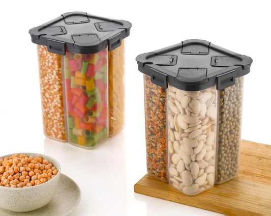 10448 2000ml Airtight 4 Compartment Food Storage Box – BPA-Free Plastic Container for Kitchen, Pantry & Fridge