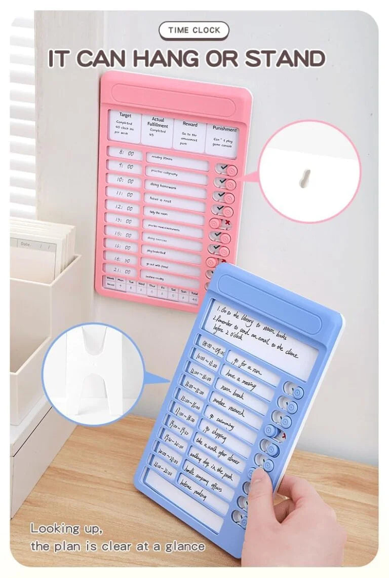 618 Habit Tracker Daily Planner Board for Kids & Adults | Reusable To-Do List Chore Chart with 15 Detachable Cards, Weekly Record & Motivation Paper