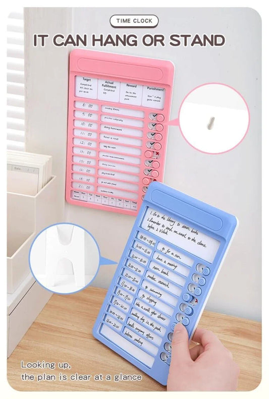 618 Habit Tracker Daily Planner Board for Kids & Adults | Reusable To-Do List Chore Chart with 15 Detachable Cards, Weekly Record & Motivation Paper