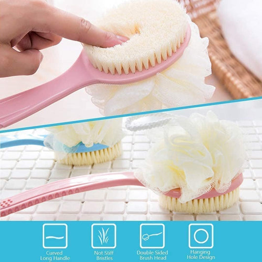 20175 Bath Body Brush with Soft Comfortable Bristles Long Handle Gentle Exfoliation Improve Skin's Health and Beauty Wet or Dry Brushing Back Scrubber for Shower {Multicolor}