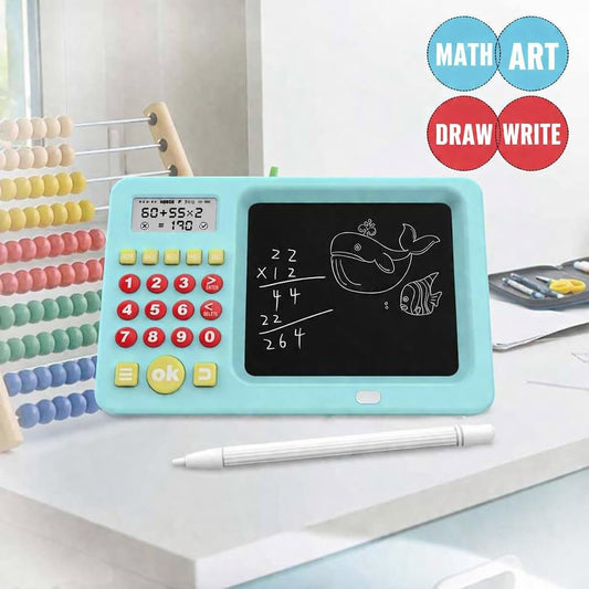 BB-20 Rechargeable Early Education 2 in-1 Montessori Electric Math Calculator Toy Tablet with LCD Screen for Kids, Children, Toddler Maths Learning & Training Machine {Pink/ Blue}