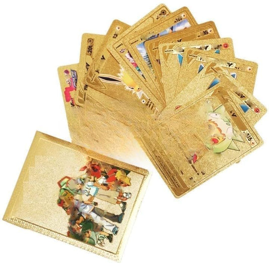 21101 Pokémon Card Set – 55 Rare Unofficial VMAX GX VSTAR Cards | Shiny Battle Trading Cards for Fans & Collectors | Gift Pack - Gold