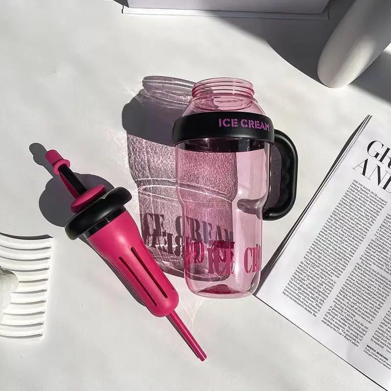 20529 Water Bottle with Straw and Handle| Transparent Tumbler Ice Cream Insulated Bottle| Leak-Proof Sports and Gym Fitness Shaker Bottle|1300ML Tumbler for Outdoor {Muticolor}