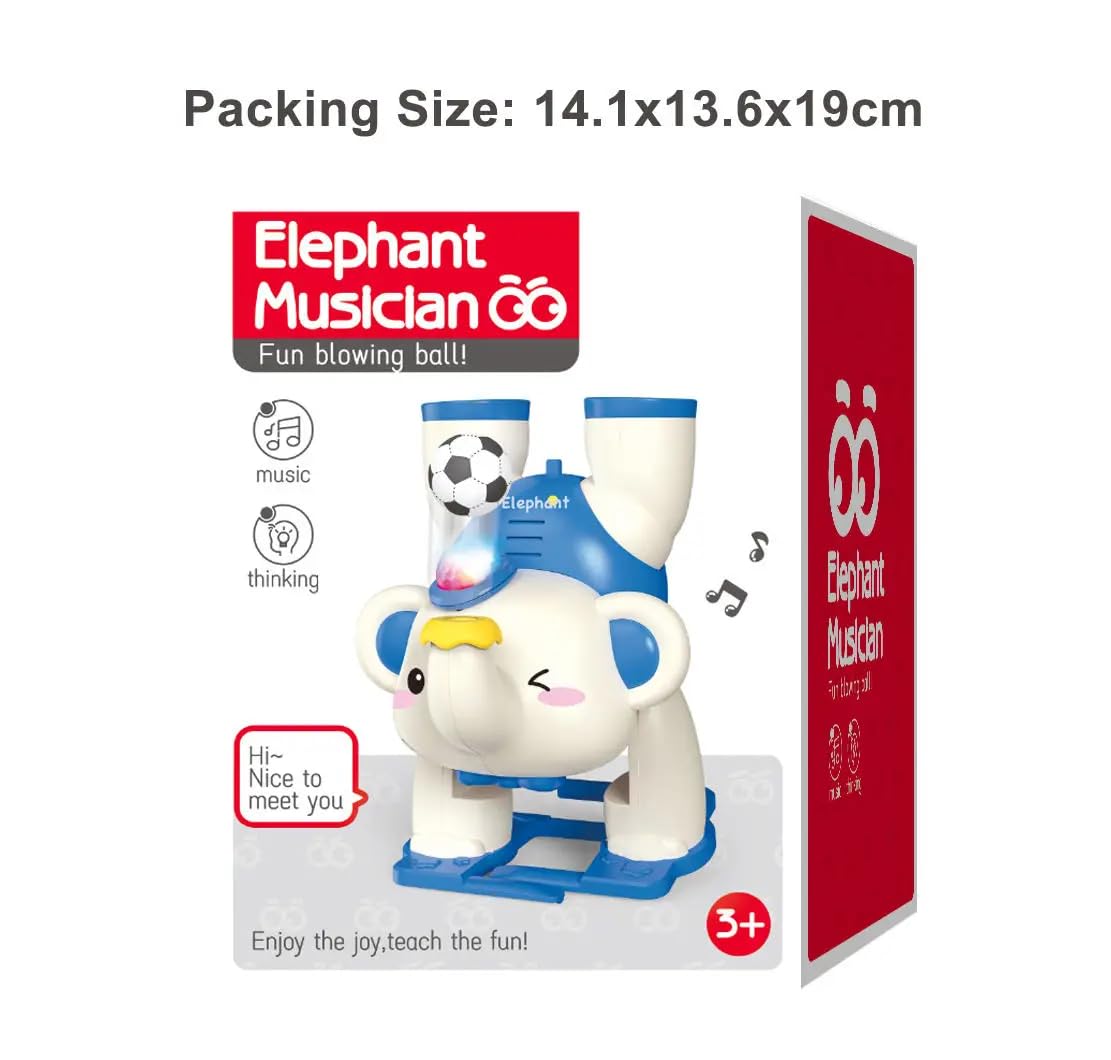 677B Musical Elephant Toy with Blowing Ball, Light & Sound, Battery Operated, Colorful Lights, Fun Sound Effects {Multicolor}