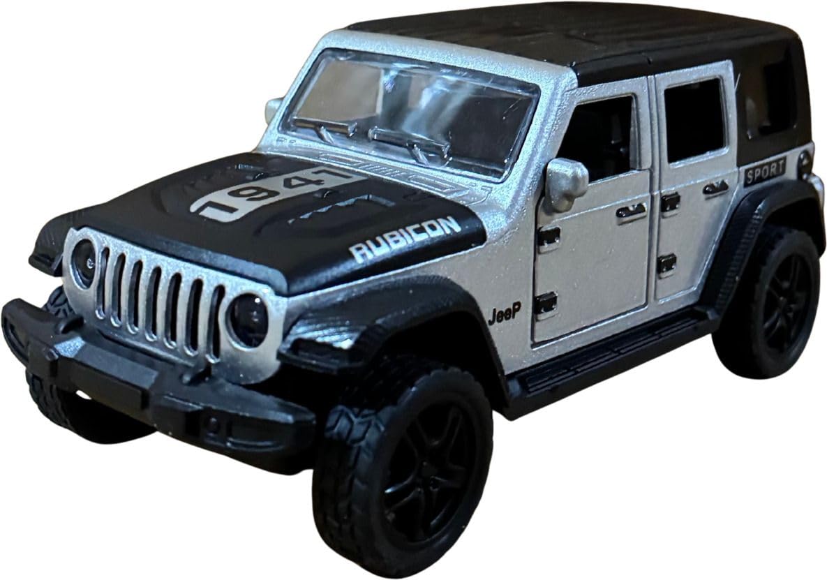20606 Diecast Jeep Rubicon Model Car 1:36 Scale – Metal Toy Car with Pull Back Action & Openable Doors for Boys & Girls