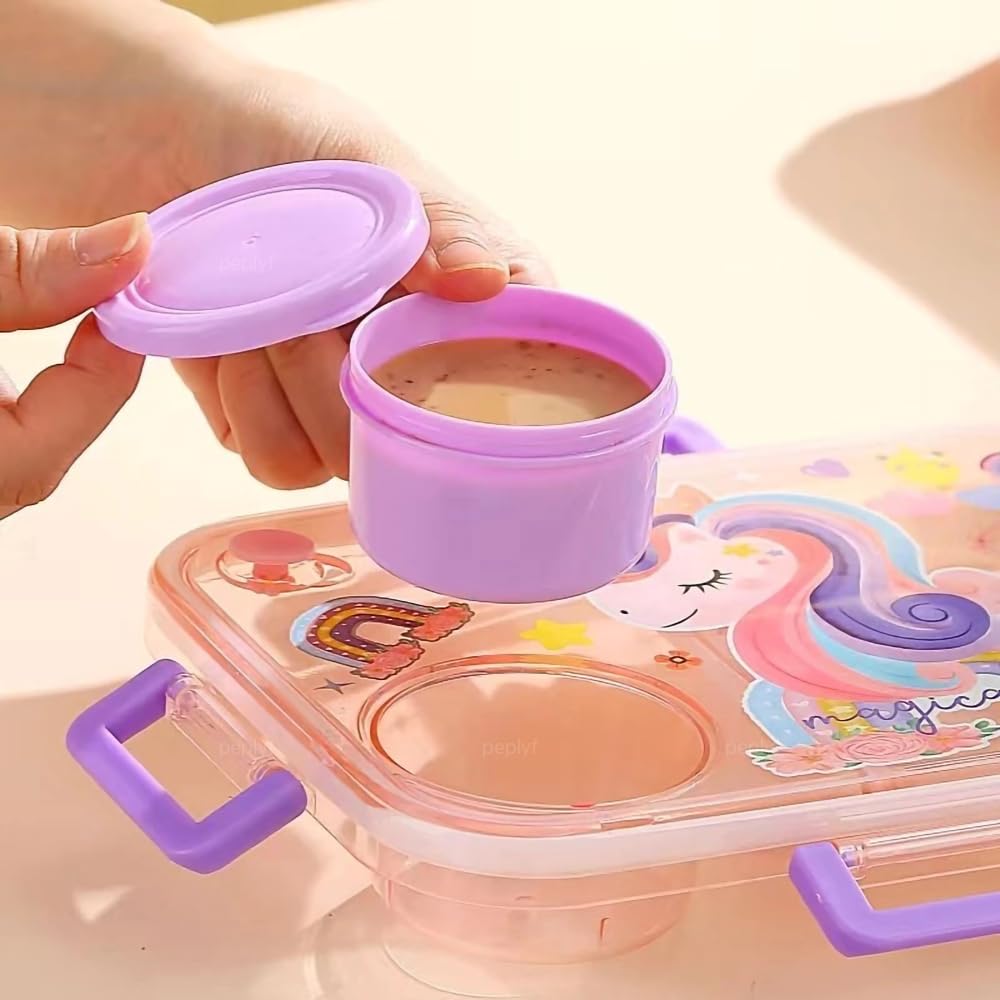 10554  3 Grid Lunch box for Kids | Stainless Steel | Leakproof | 750ml (Random Design)
