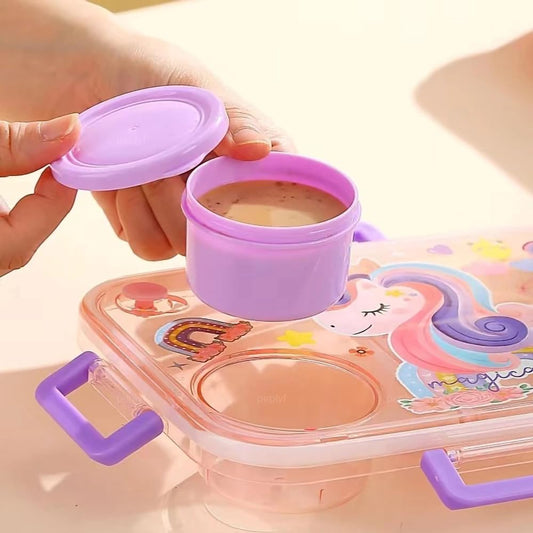 10554  3 Grid Lunch box for Kids | Stainless Steel | Leakproof | 750ml (Random Design)