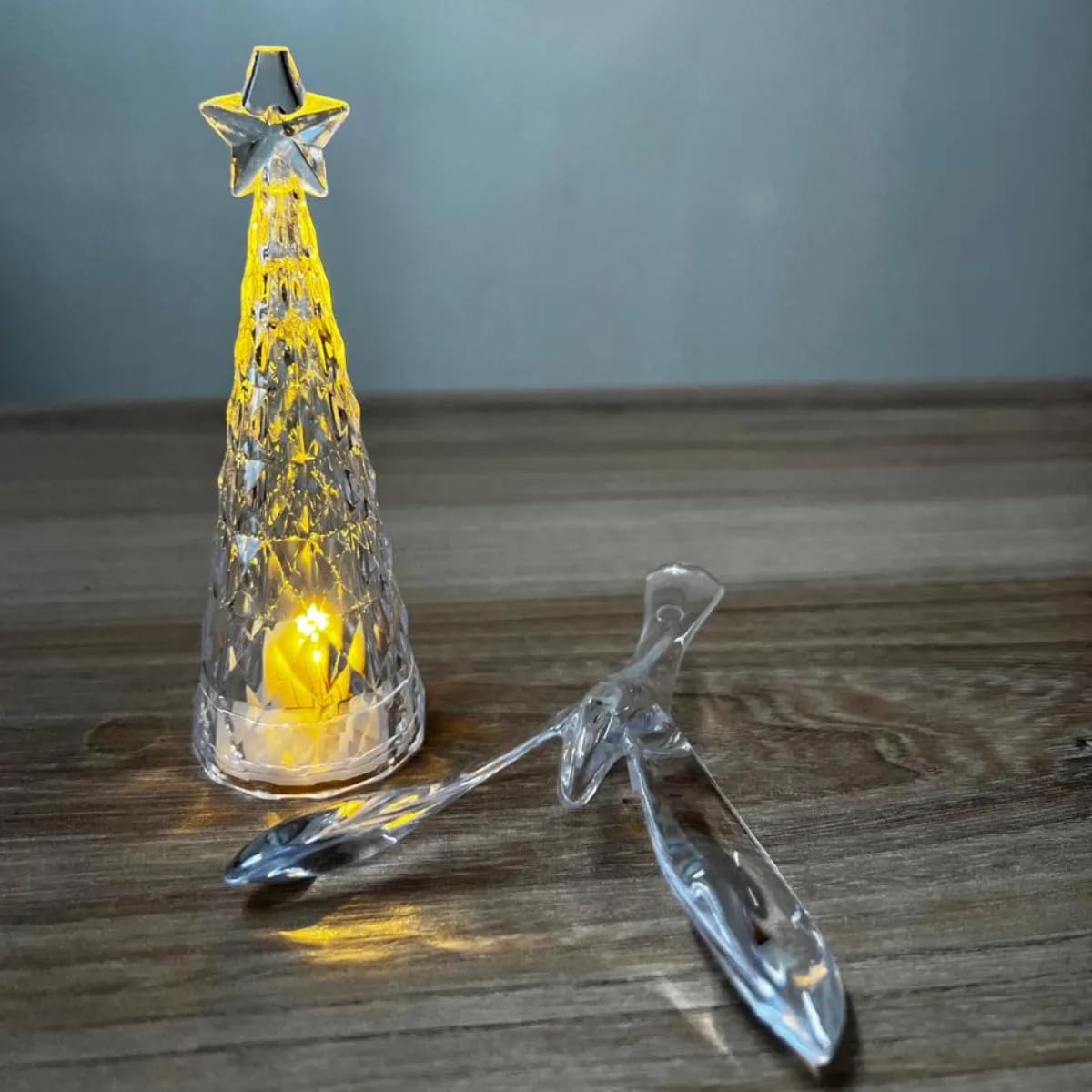 KT-159 Handicraft LED Bird Tree Lamp – Christmas Tree Shaped Light with Spinning Bird Topper – Warm White LED Holiday Decoration