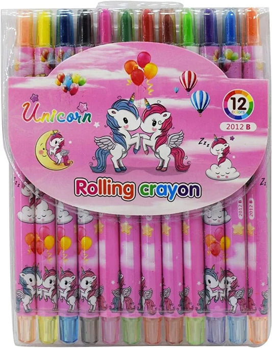 1012 F – CUTE ADOREABLE TWISTING ROLLING CRAYONS MULTICOLOUR PACK OF 12 COLOURS