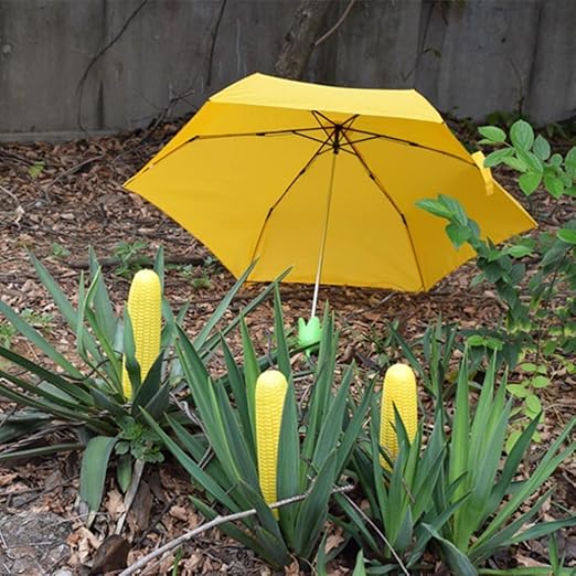 10591 3 Fold Corn Shaped Folding Umbrella,Sun Umbrella UV Parasol Vegetables Fruit Shape Parasols for Women, yellow umbrella