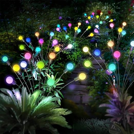 10872 Firefly Outdoor Solar Lights - 6 LED Flash Mode Waterproof Garden Lights, Magical Fairy Light Fireflies for Yard Decoration