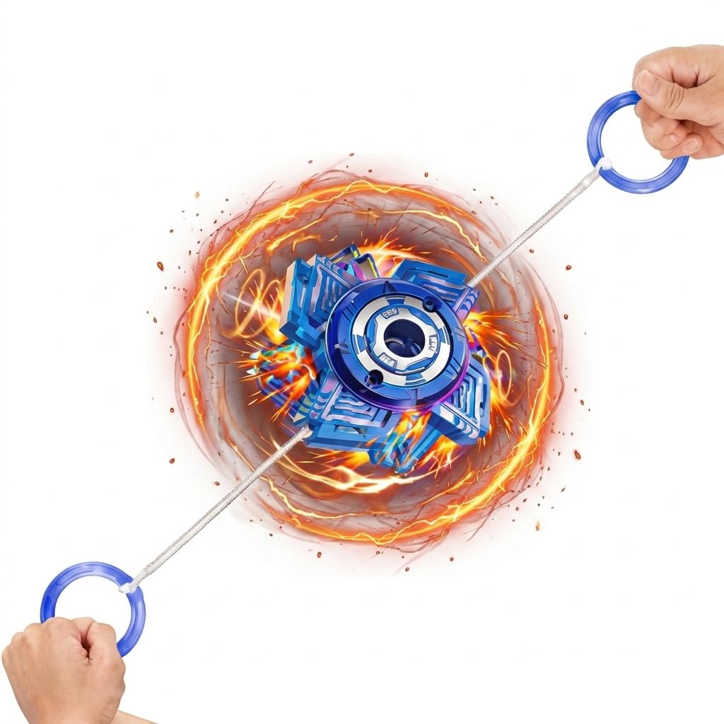 20948 Hand Pull Gyro Spinner for Kids | High Speed Flying Spinner with String Launcher | Stress Relief Rotating Spin Toy