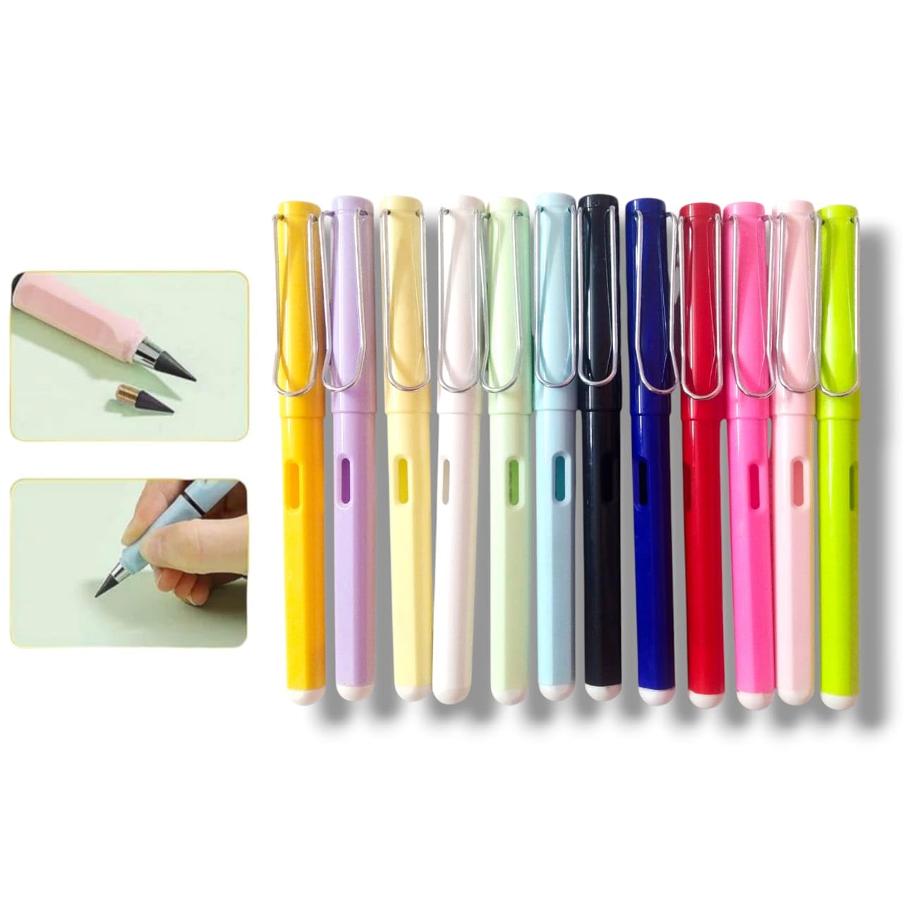 81110 {12 Pcs} Pen Shape Pencil Everlasting Pencil Inkless Eternal Portable Reusable Erasable Infinite Birthday Party Return Gift for Kids