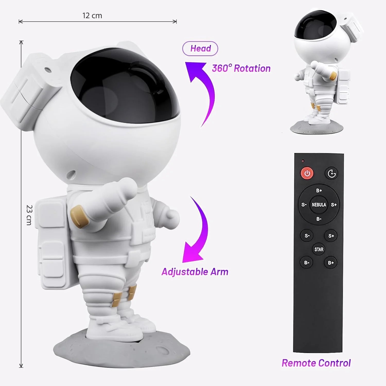 10083 Astronaut Starry Sky Galaxy Projector, Astronaut Star Projector with Timer and Remote Control, 360° Rotatable Head, Adjustable Brightness and Speed,