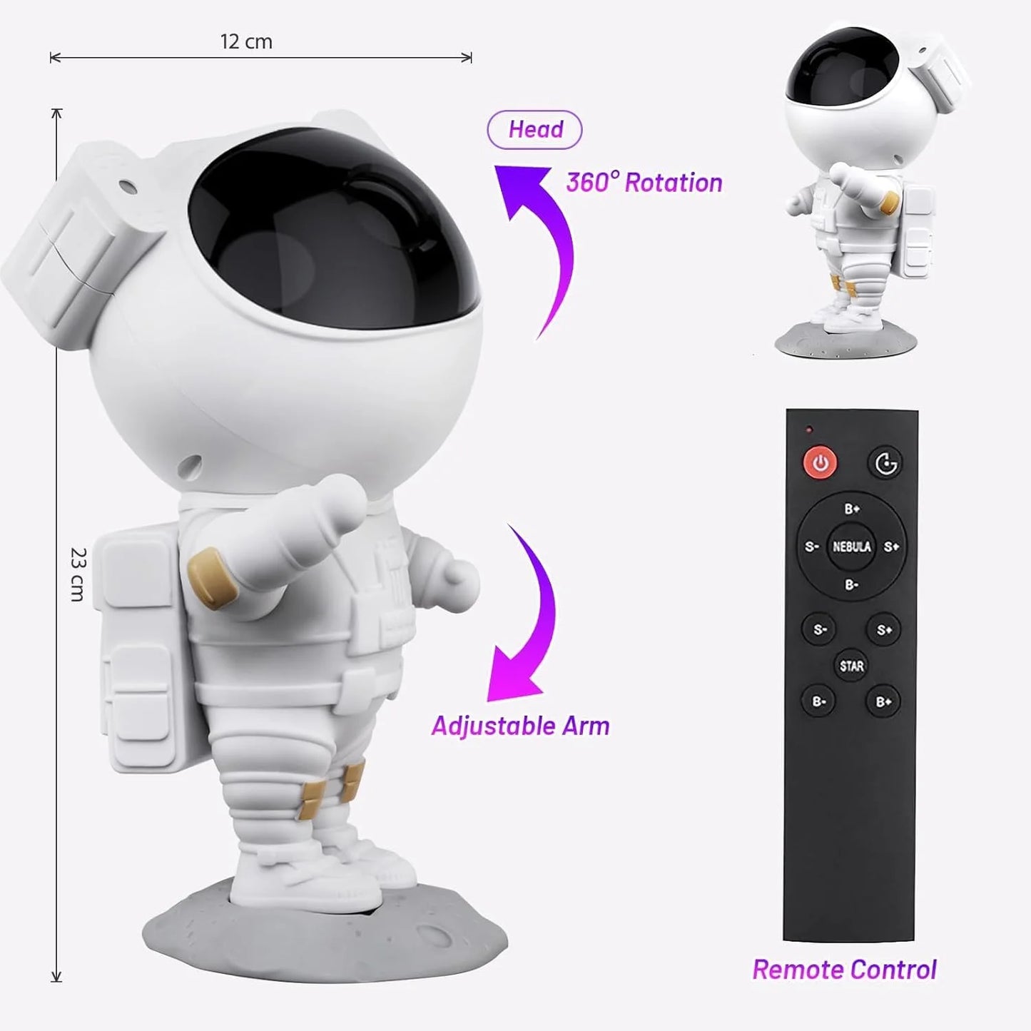 10083 Astronaut Starry Sky Galaxy Projector, Astronaut Star Projector with Timer and Remote Control, 360° Rotatable Head, Adjustable Brightness and Speed,