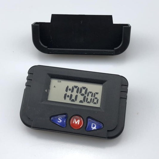 ND-613D PulGos Digital LCD Calendar and Time Car Dashboard & Desk Clock - 6.4x4 cm Black Portable Timer with Alarm & Stopwatch - Versatile Multifunction Clock for Office, Vehicle & Travel