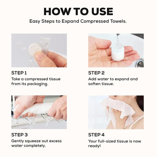20479 {Pack of 6} Towel Tablets, Facial Cleansing Tissue, Mini Tablets Disposable Towels, Makeup Remover Pads, Water Activated Coin Tissue for Beauty Salon, Travel, Sports & Personal Use