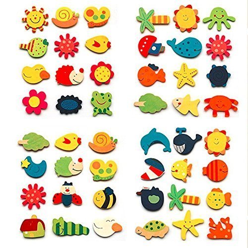 20686 {12 Pcs} Wooden Fridge Calendar Magnet Toy Shape Refrigerator Magnets Cartoon Cute Decorative Sticker for Metal Door Office Whiteboard Return Gifts For Kids
