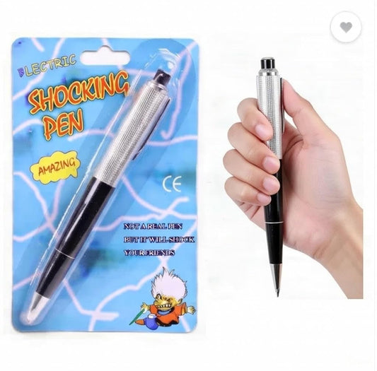20841 Electric Shock Prank Pen | Harmless Funny Gag Toy Shock Ballpoint Pen | Realistic Silver Black Joke Pen for April Fools, Office Pranks, Parties & Gifts