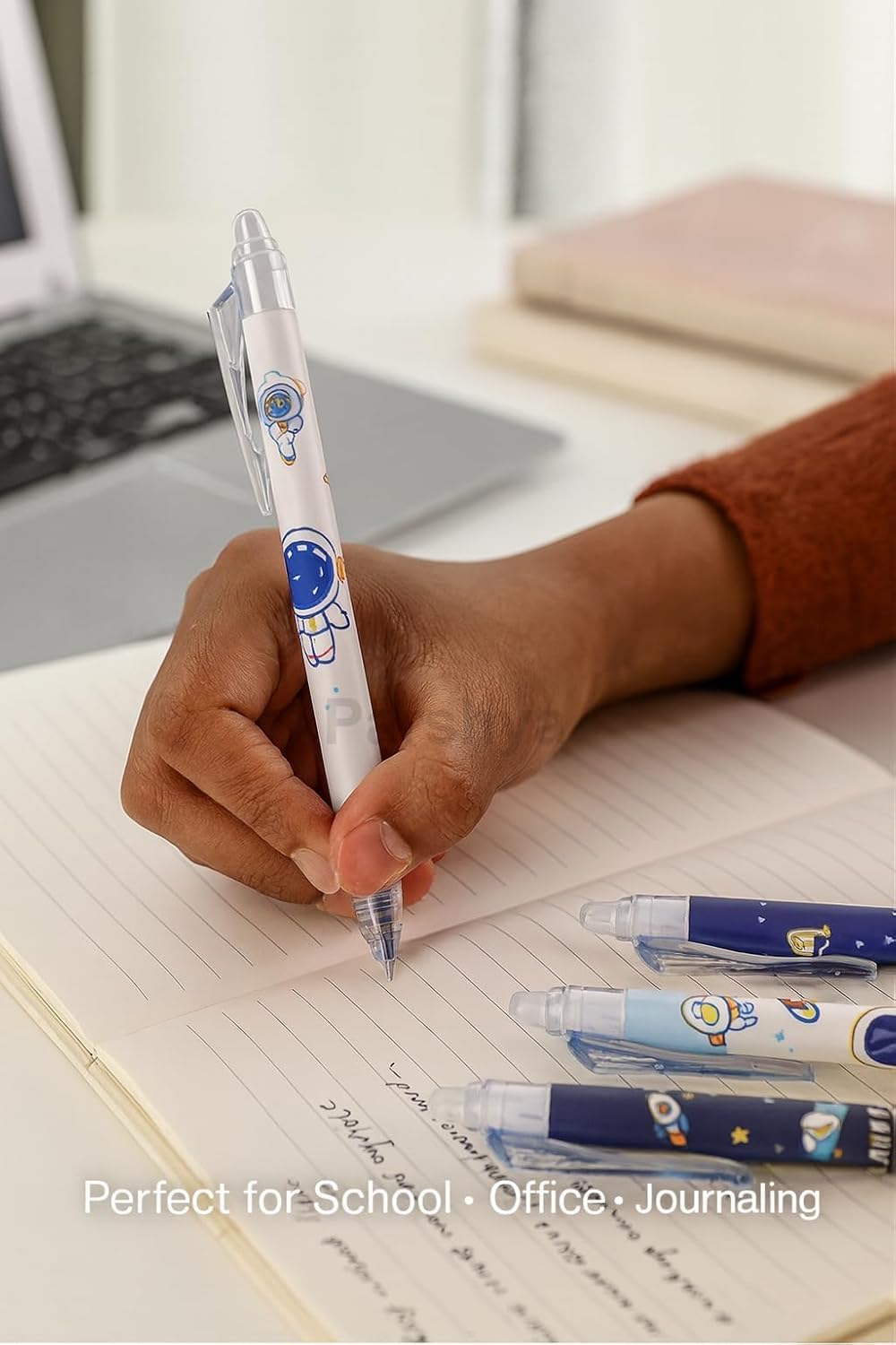 CK-PE-14 {12 Pcs} Planet Space Erasable Gel Pen Set 0.5mm Fine Point – Cute Astronaut Cartoon Erasable Pens with Eraser Tip
