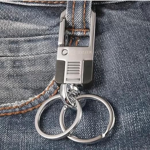 VA013-Q Portable Double Ring Keychain & Key Holder For Car & Bike’s Anti-Lost Key Chain For Gift Boys Girls & Friends  {Random Design}