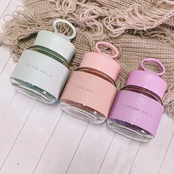 11179 300Ml Portable Handle Mini High Borosilicate Shaker Cute Fat Glass Water Cup, Mobile Phone Stand,Coffee, Juice, and Smoothies, Perfect for Hot & Cold Beverages