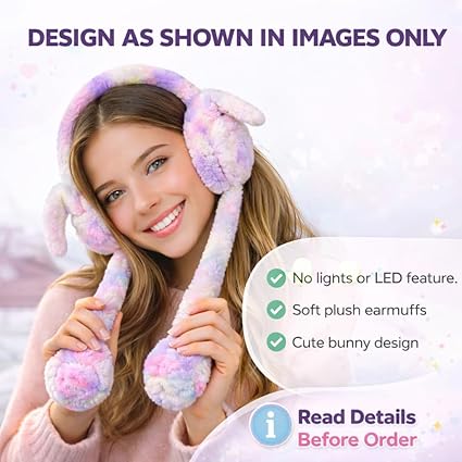 20043 Winter earmuffs for Kids, Ear Muffs for Winter | Moving ear Bunny Earmuffs for Girls, Boys, Women, Chu chu sounds