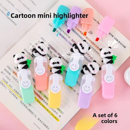 20622 Cute Character highlighter Pens Set of1 , 6 pcs| Cartoon Animal Pastel Marker Pens for Kids, Students, School & Office {Random Design}