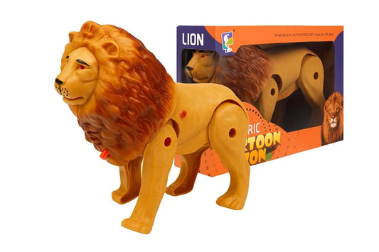 DW-004 Battery Operated Lion with Light Sound & Walk, Funny Electric Lion Cartoon Toy, Forest Animal Wild Animal Toy