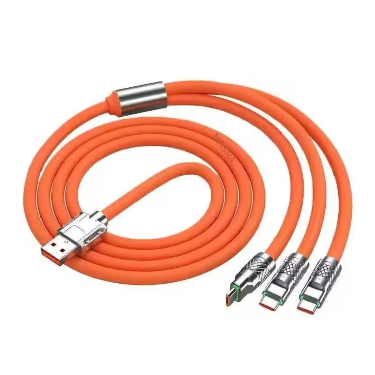 020136 3 in 1 Fast Charging Cable 120W – USB to Type-C, Micro USB – Durable Nylon Braided Multi Charging Cord for Android, iPhone & More