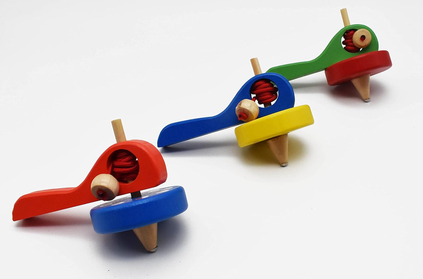 20684 Wooden Spinning Top Toy | Traditional Lattu Pambaram Buguri Bongaram | Classic Hand Spin Toy for Kids Fun Play Color May Vary
