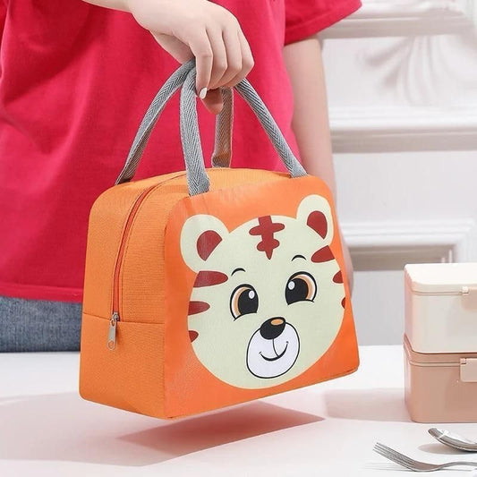 21279 Lunch Box Bag for School Kids Below 7 yrs, Boys, Girls, Cute Animal Design Lunch Box Bag, Insulated Portable Tiffin Bag