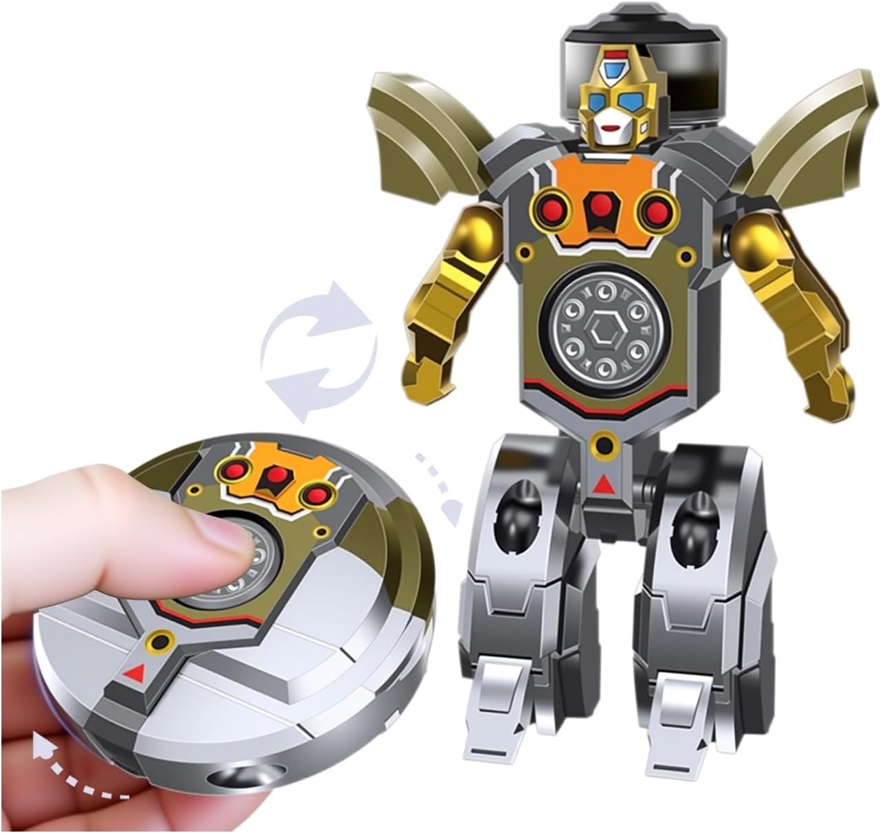 20324  2-in-1 Transformable Robot Fidget Spinner Toy, Sensory Stress Relief, Malleable Mini Robot Toy for Children and Adults