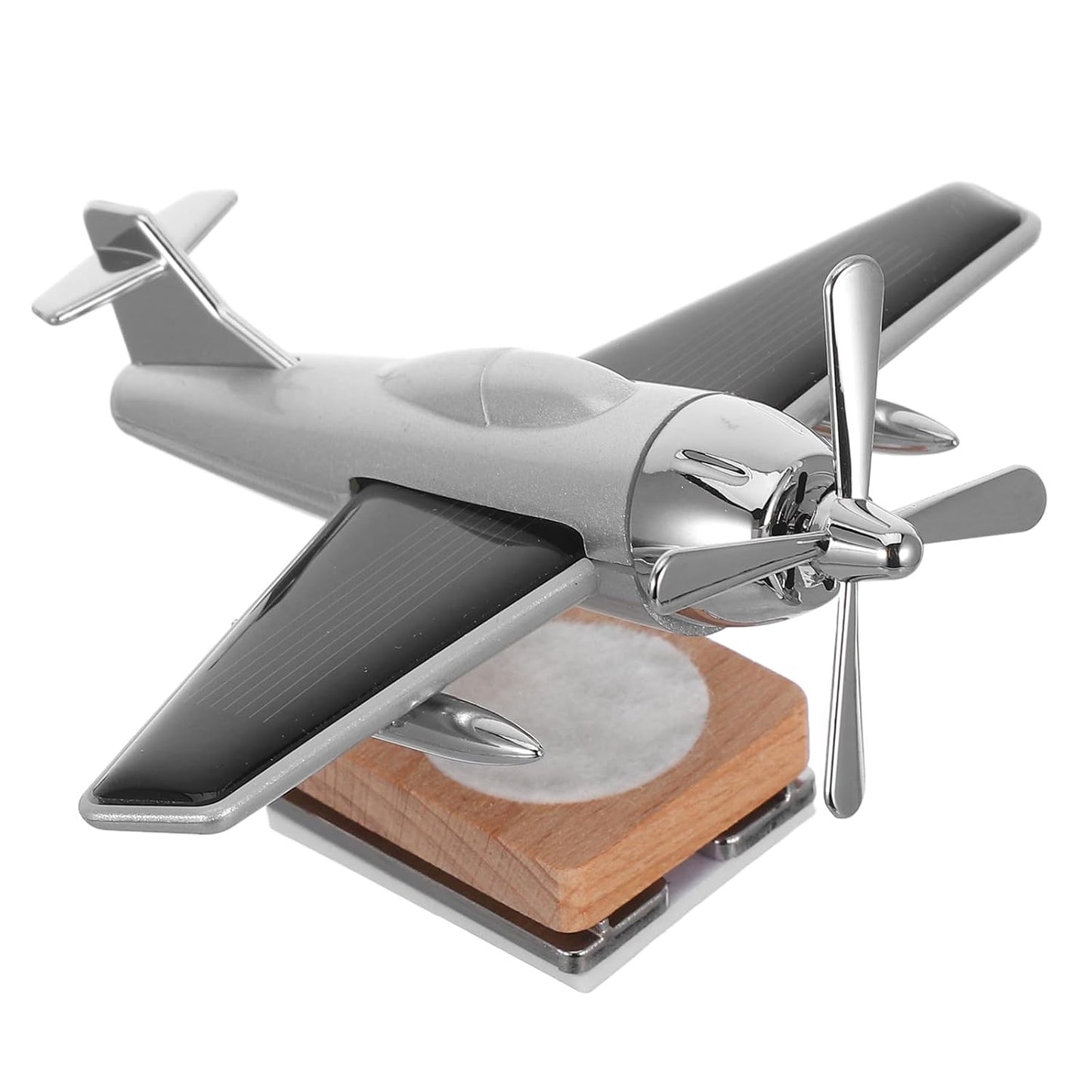 1-2020 Car Essential Oil Diffuser Solar Airplane Car Diffuser Wooden Base Fragrance Aromatherapy Diffuser Desk Ornaments for Car Office