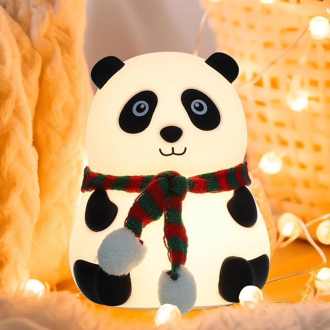 ZH-121 Rechargeable Silicone Panda Night Light for Kids | 7-Color LED Changing Lamp |Adorable Room Decor & Gift for Toddlers, Teens, & Valentine's Day Present