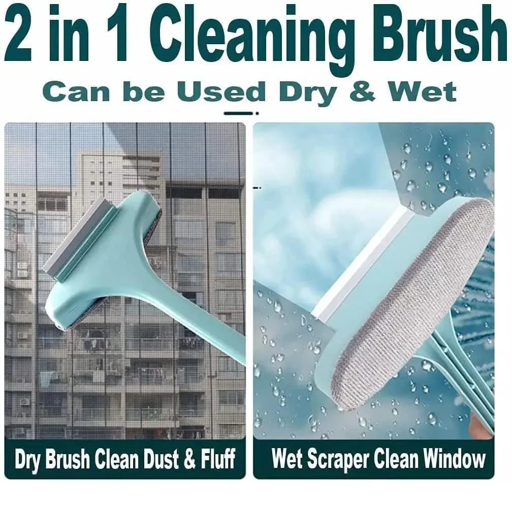 8035 – 2 in 1 Mesh Cleaning Brush & Wiper with Extended Handle Window Cleaning Brush Net Cleaner
