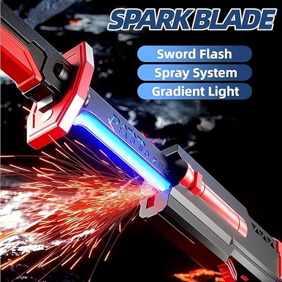 001 Sparkblade LED Talwar Sword 31.5 Inch Rechargeable Anime Cosplay Toy Sword with Spark Smoke Effect for Boys, Girls and Anime Lovers