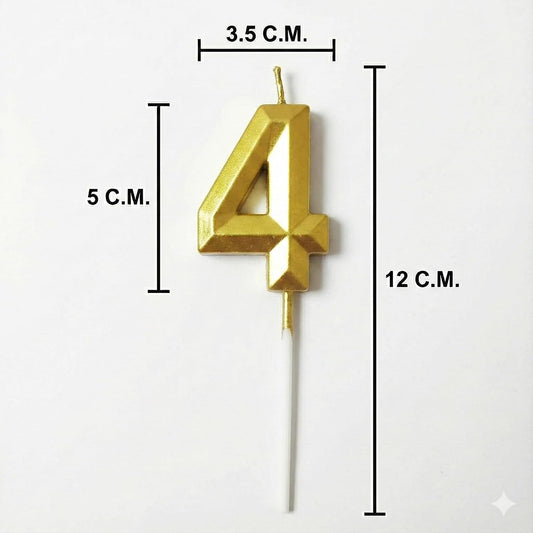 21151 {Pack of 12} Gold Colour Number 4 Birthday Candles cake topper