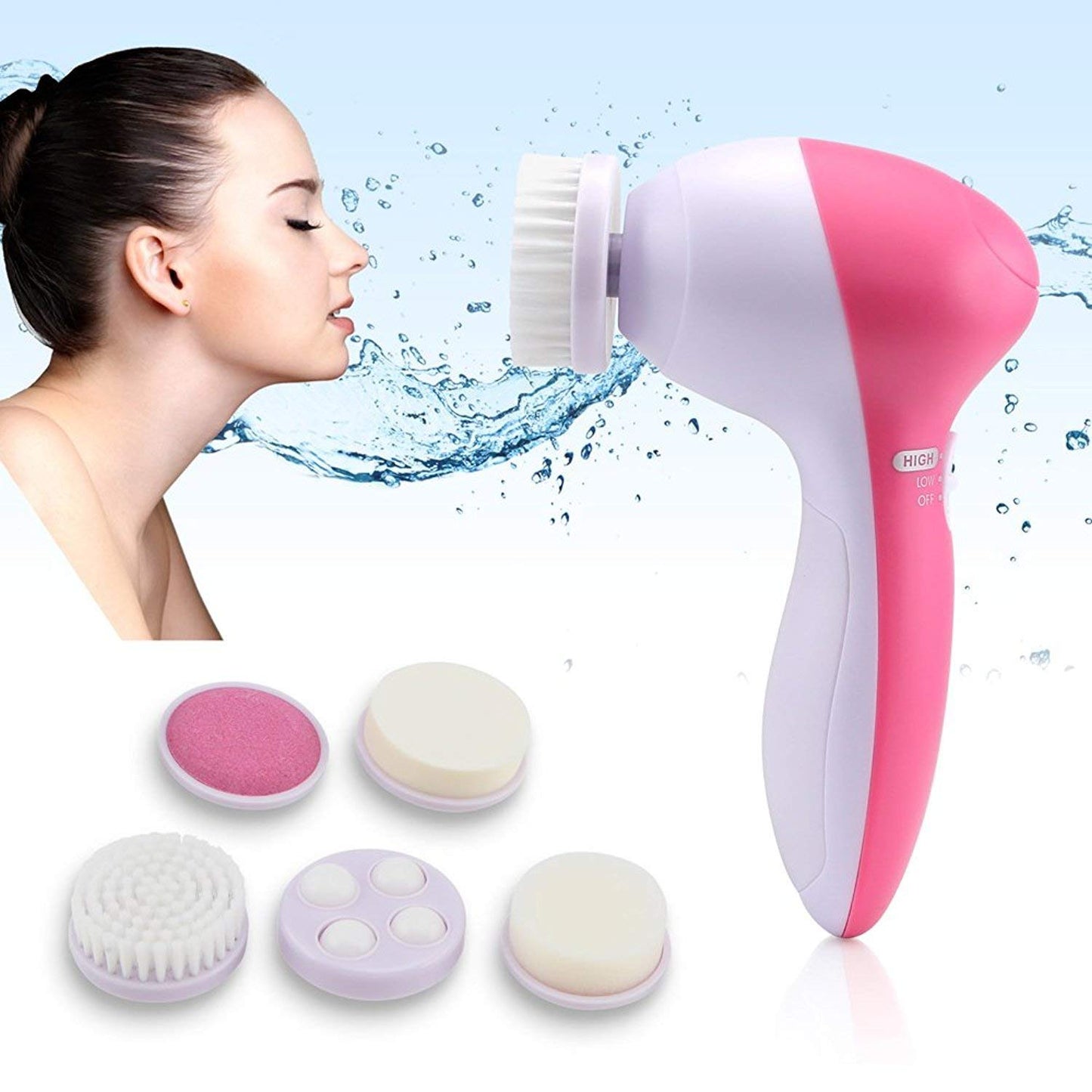 AE-8782 Inditradition Battery Powered 5-In-1 Smoothing Body Face Beauty Care Facial Massager, White