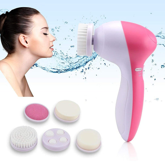 AE-8782 Inditradition Battery Powered 5-In-1 Smoothing Body Face Beauty Care Facial Massager, White