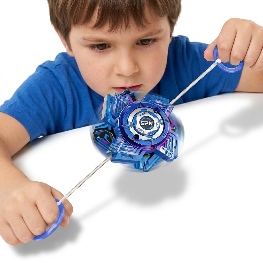 20948 Hand Pull Gyro Spinner for Kids | High Speed Flying Spinner with String Launcher | Stress Relief Rotating Spin Toy