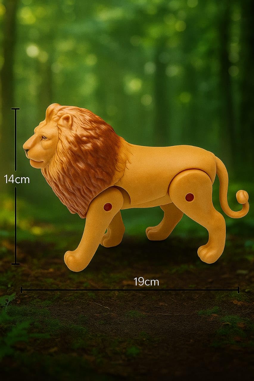 DW-004 Battery Operated Lion with Light Sound & Walk, Funny Electric Lion Cartoon Toy, Forest Animal Wild Animal Toy