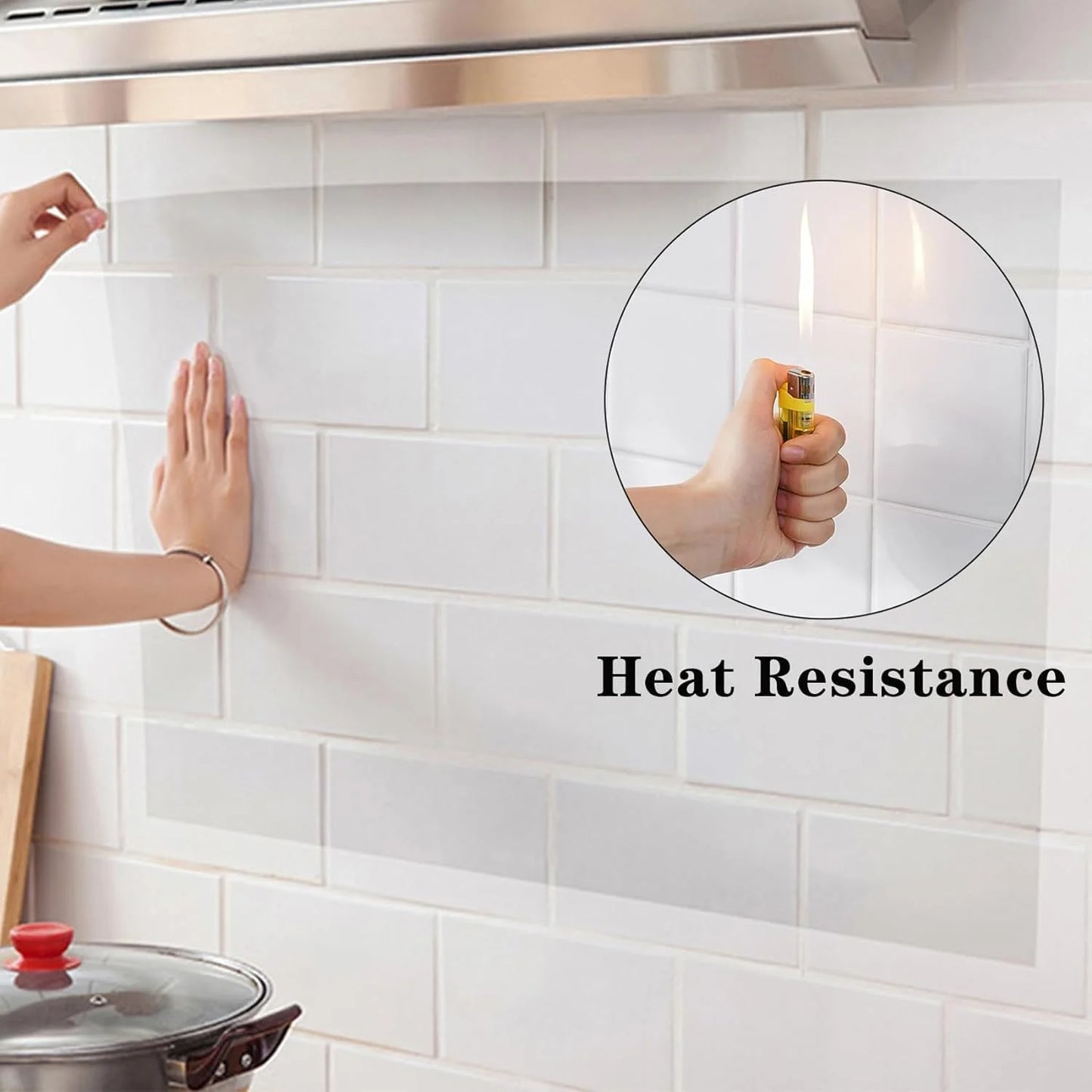 10327 Kitchen Anti-Oil & High-Temperature Resistance Transparent Tile Sticker, Kitchen Backsplash Clear Wall Protector, Splash Protection Moisture Proof Self Adhesive (60 x 200 cm)