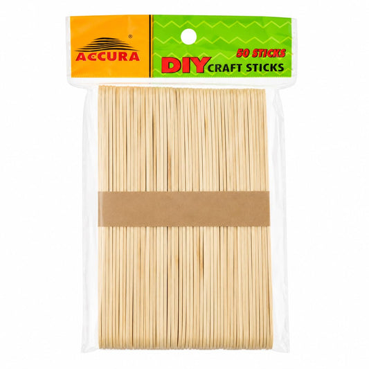 20941 DIY Craft Sticks Pack of 50 | Natural Wooden Ice Cream Sticks for Art & Craft, School Projects, Model Making, Decoration, Popsicle Stick, DIY Activities & Kids Creative Learning