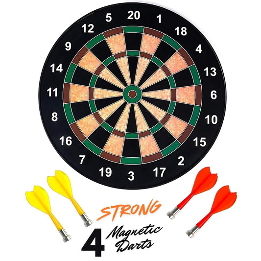 20696 Magnetic Dart Board Game for Kids – 28.5 Cm Indoor & Outdoor Fun with 4 Soft Darts