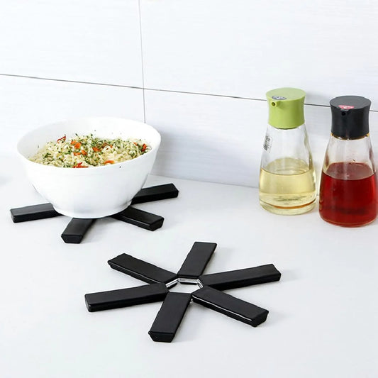 10826 Folding Pot Mat, Foldable Trivets Black Heat Insulating for Dining Room for Pot