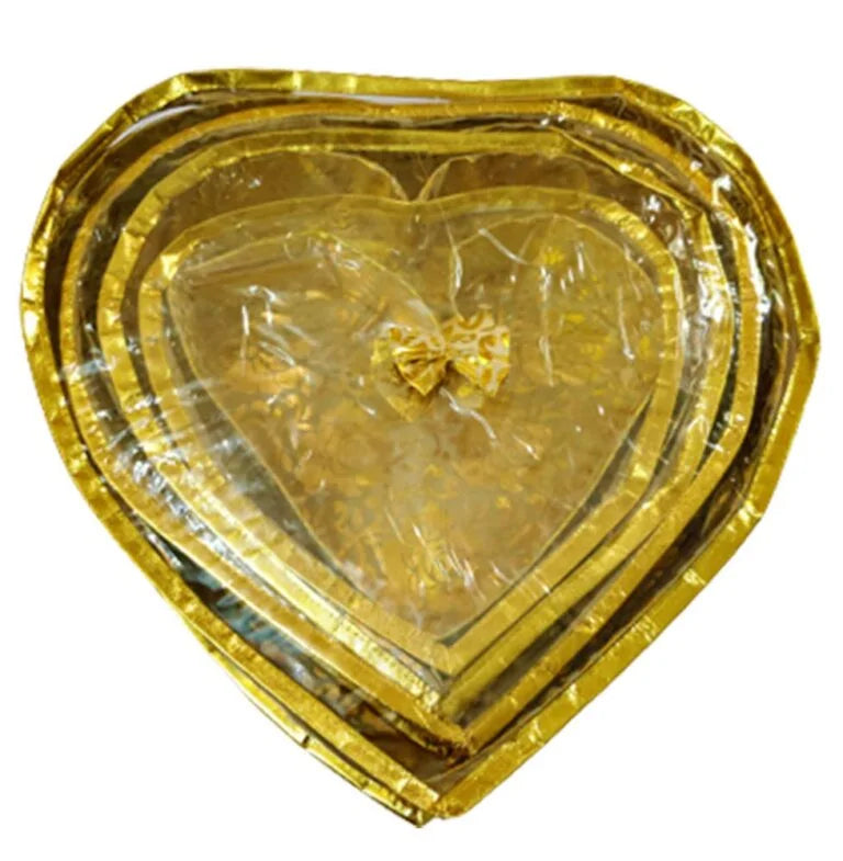 11240 Set – Pack Of 4 Pouch Heart Shape Transparent Jewellery Organiser Pouch Multipurpose Makeup Cosmetics Bag Travelling Pouch Dulhan Wordrobe Organiser {Random Design}