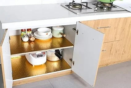 2588 Golden Curly Kitchen Shelf Adhesive Sheets, Kitchen Stickers for Wall, Waterproof Wallpaper