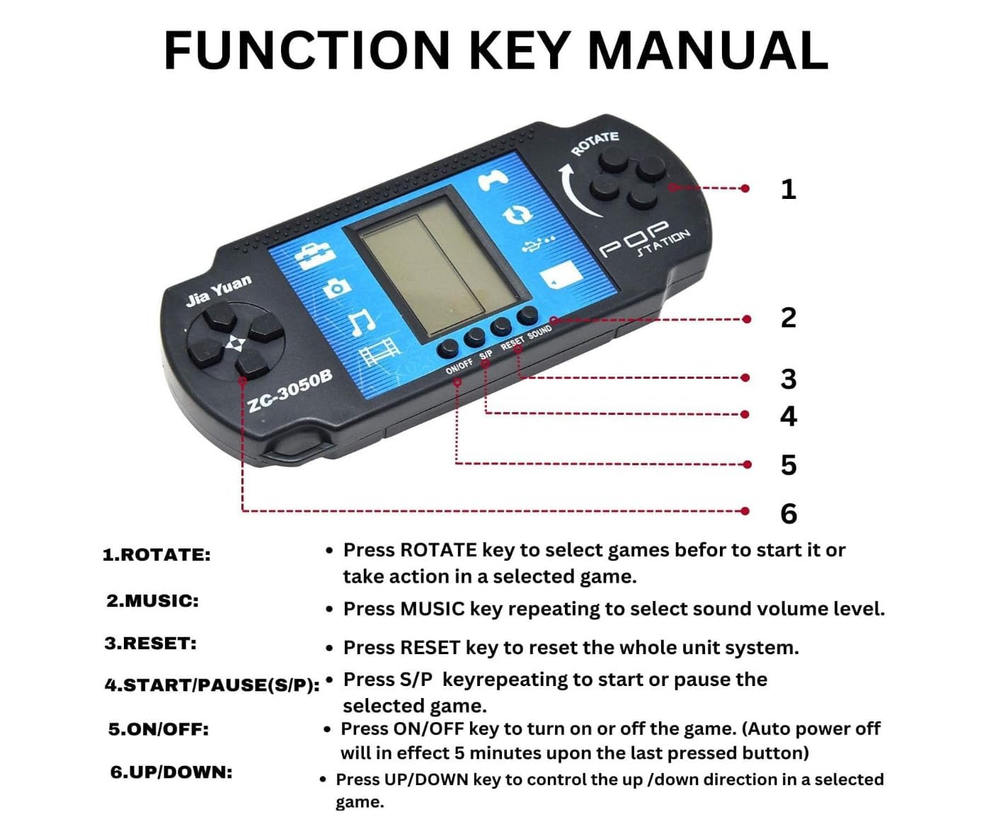JK-3050B Station Video Game| Portable Pocket Brick Game Handheld Retro Game Control for Kids Boys Girls Birthday Return Gift