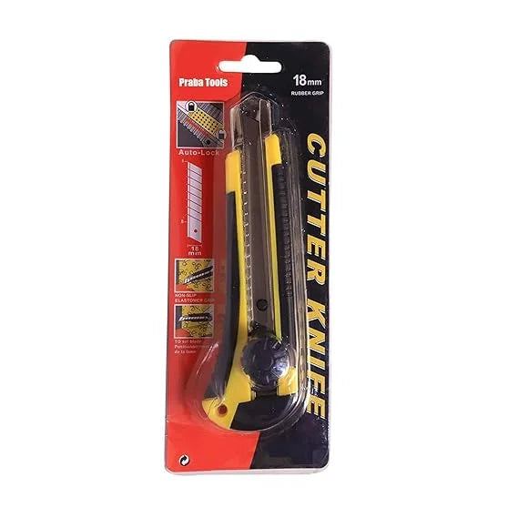 10370 18 mm Heavy Duty Box & Paper Cutter | Steel Auto-Lock – Snap Off Blade – Rubber Grip